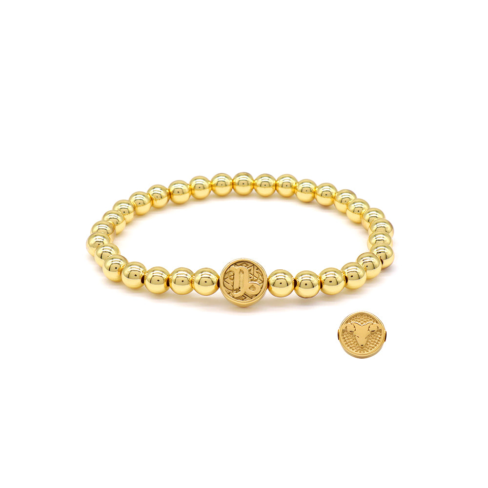 Handmade Customizable 6mm Brass Beads Bracelet With Stainless Steel Charm