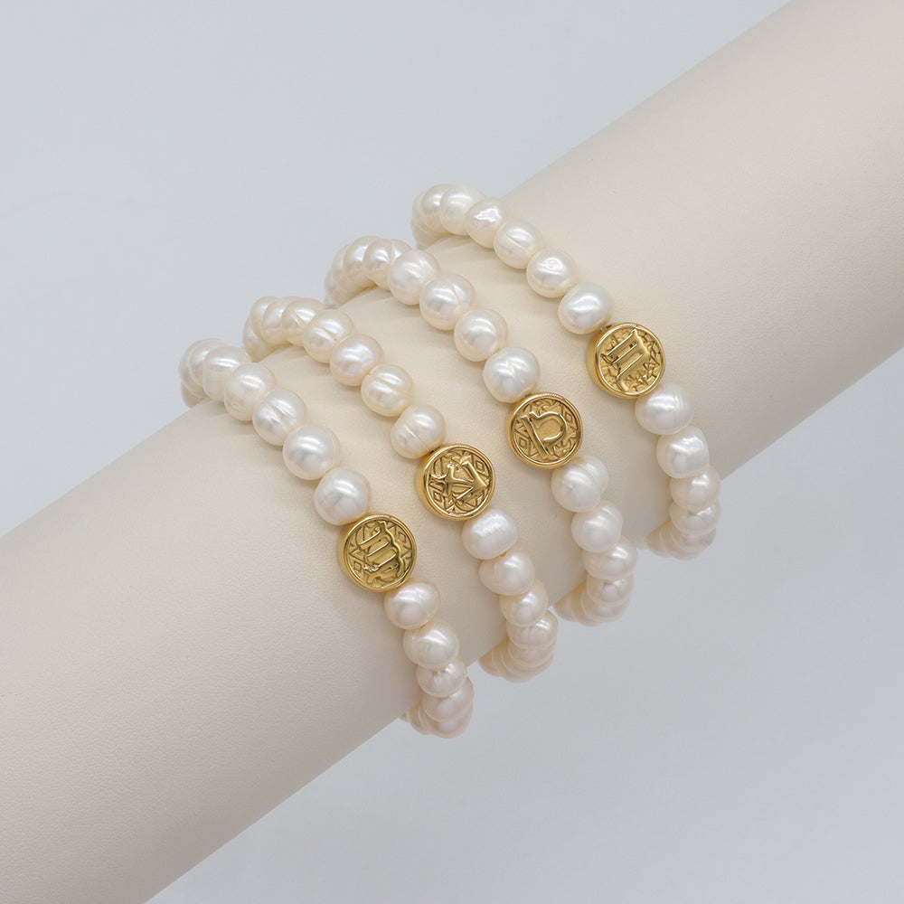 Handmade Customizable Fresh Water Pearl Bracelet With Stainless Steel Charm