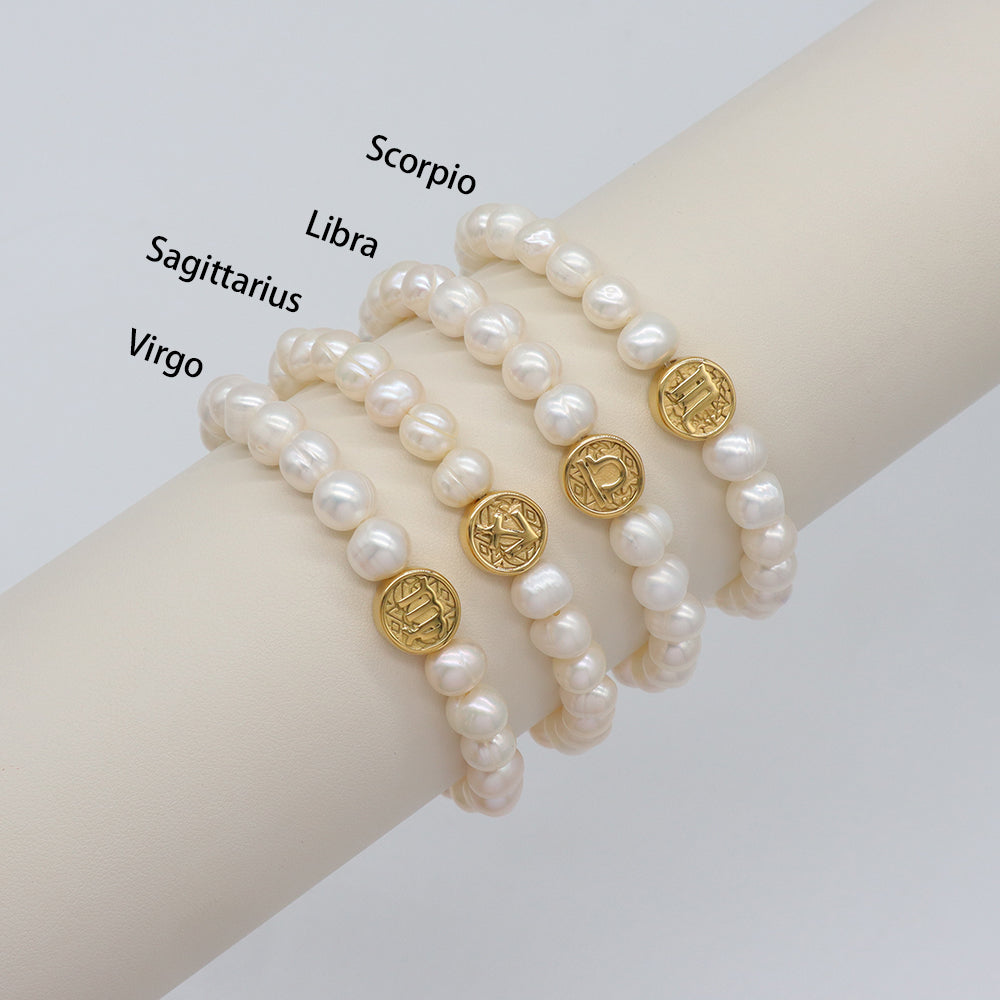 Handmade Customizable Fresh Water Pearl Bracelet With Stainless Steel Charm