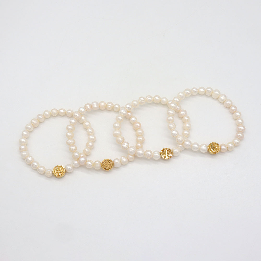 Handmade Customizable Fresh Water Pearl Bracelet With Stainless Steel Charm