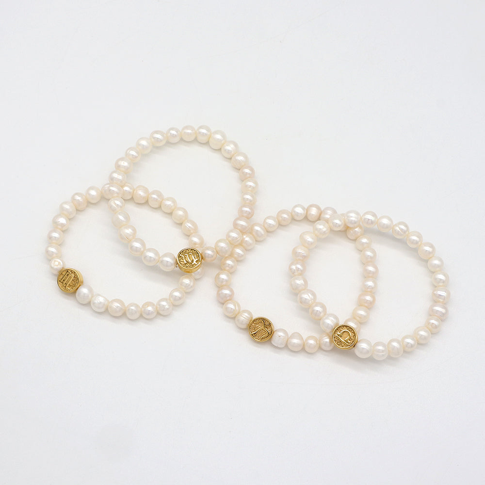 Handmade Customizable Fresh Water Pearl Bracelet With Stainless Steel Charm