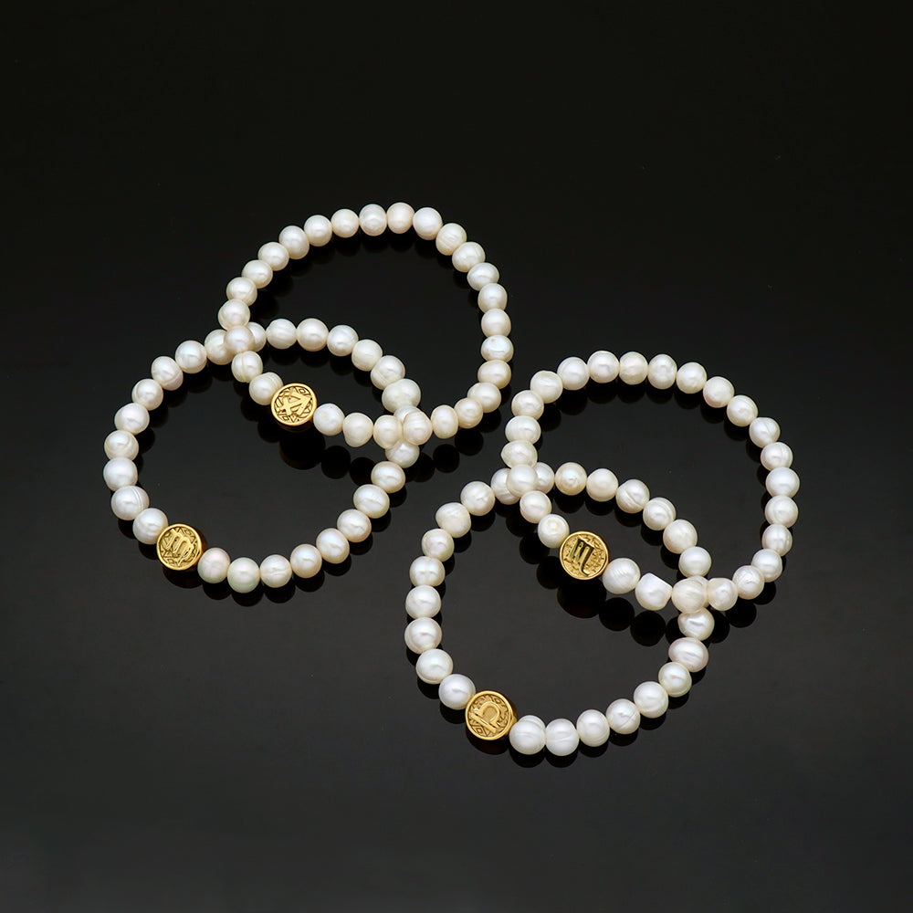 Handmade Customizable Fresh Water Pearl Bracelet With Stainless Steel Charm