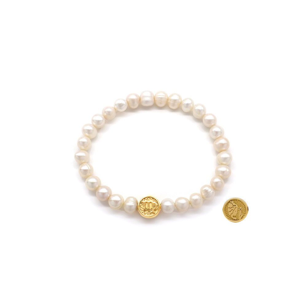 Handmade Customizable Fresh Water Pearl Bracelet With Stainless Steel Charm