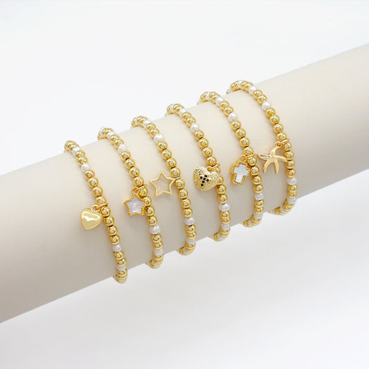 Handmade Customizable Brass Bracelet With Fresh Water Pearl