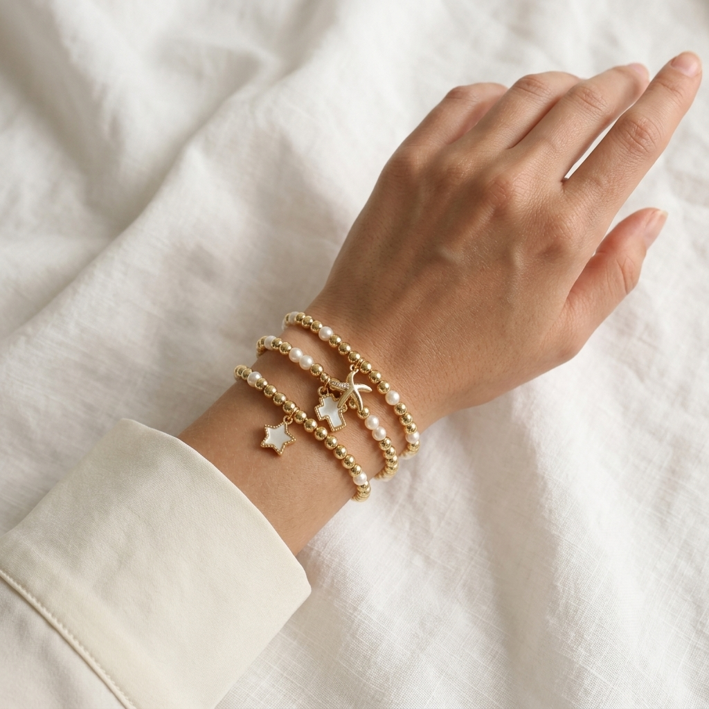 Handmade Customizable Brass Bracelet With Fresh Water Pearl