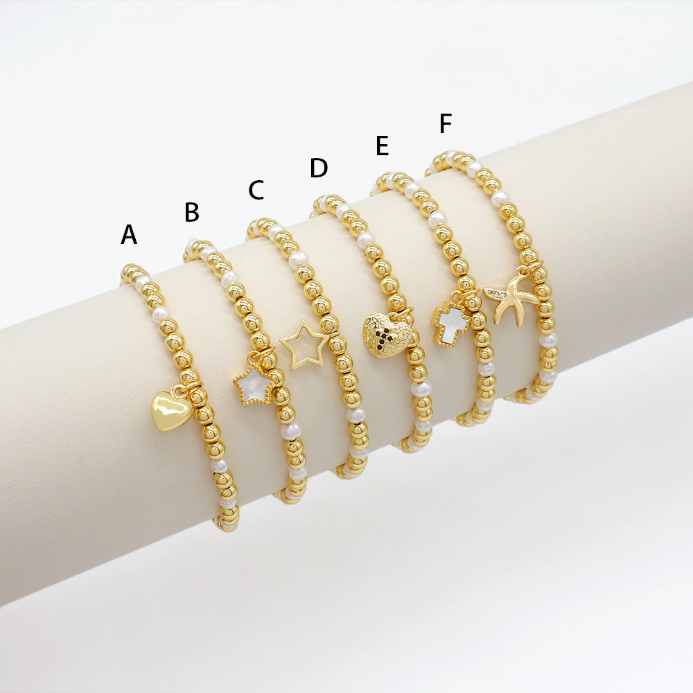 Handmade Customizable Brass Bracelet With Fresh Water Pearl