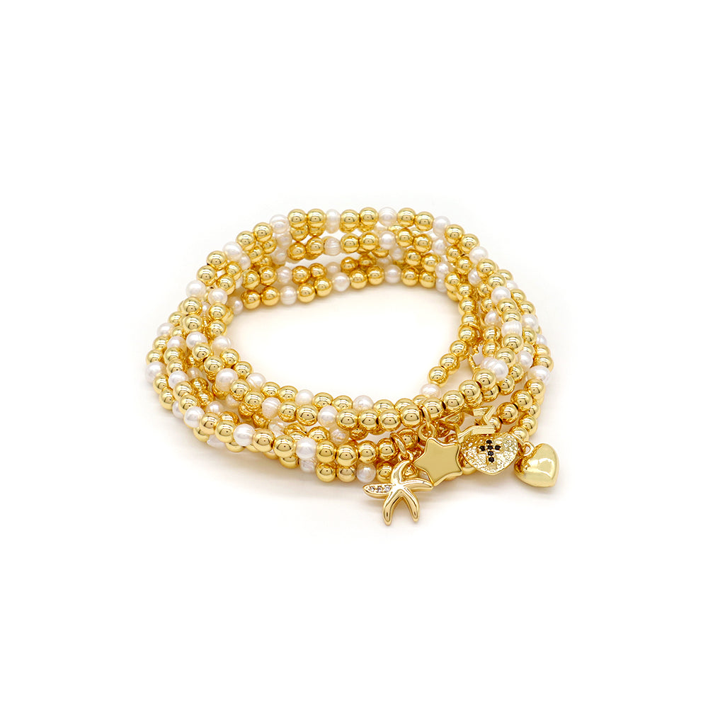 Handmade Customizable Brass Bracelet With Fresh Water Pearl