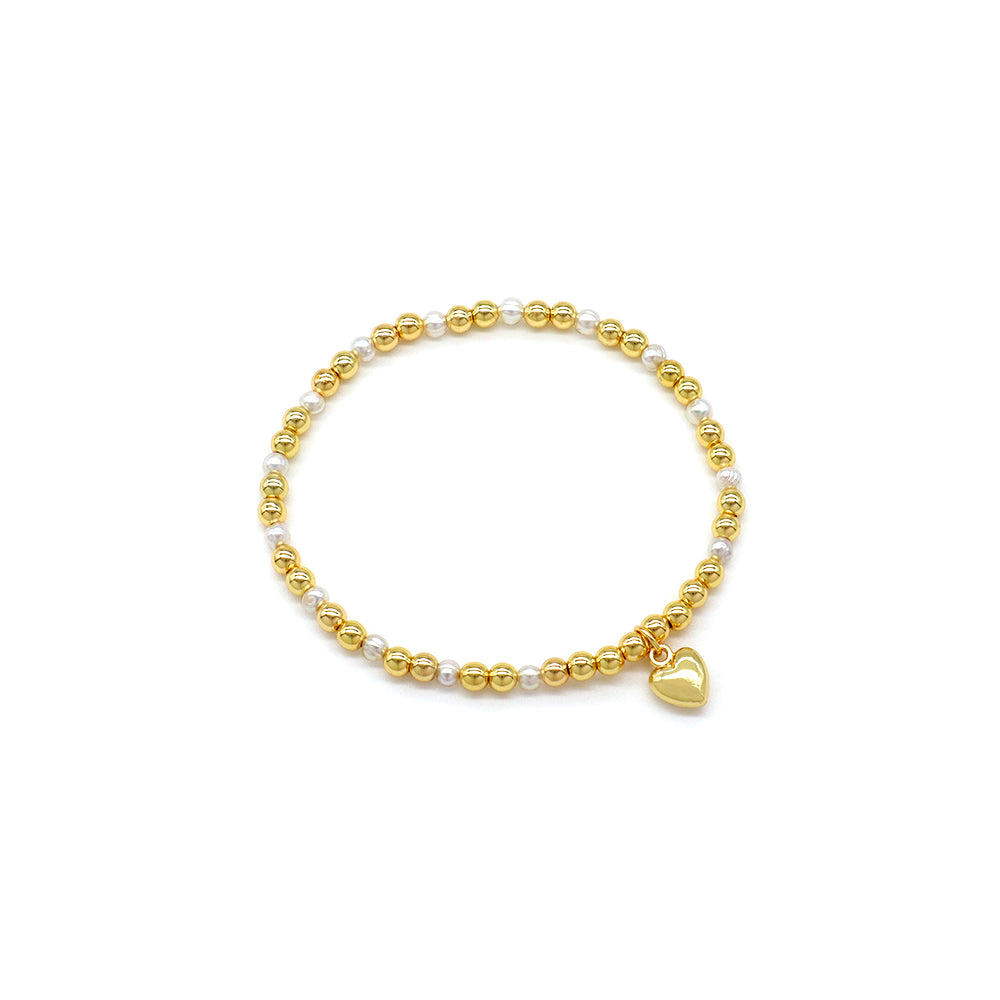 Handmade Customizable Brass Bracelet With Fresh Water Pearl