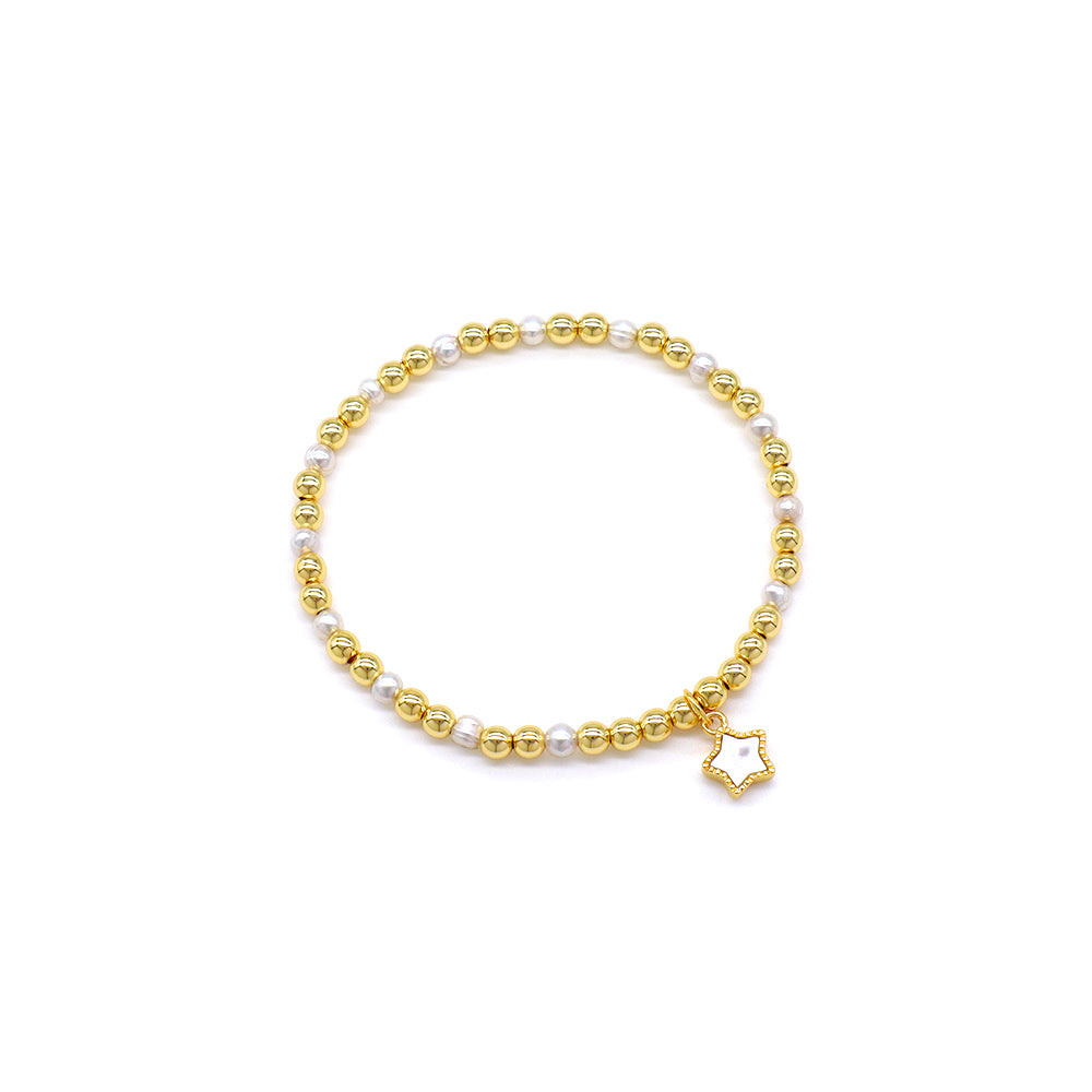 Handmade Customizable Brass Bracelet With Fresh Water Pearl