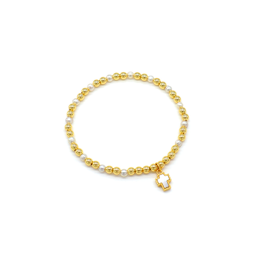 Handmade Customizable Brass Bracelet With Fresh Water Pearl