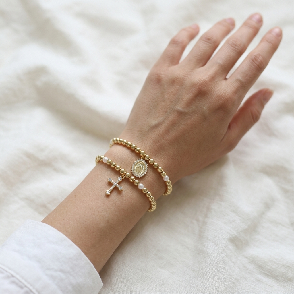Handmade Customizable Brass Bracelet With Fresh Water Pearl