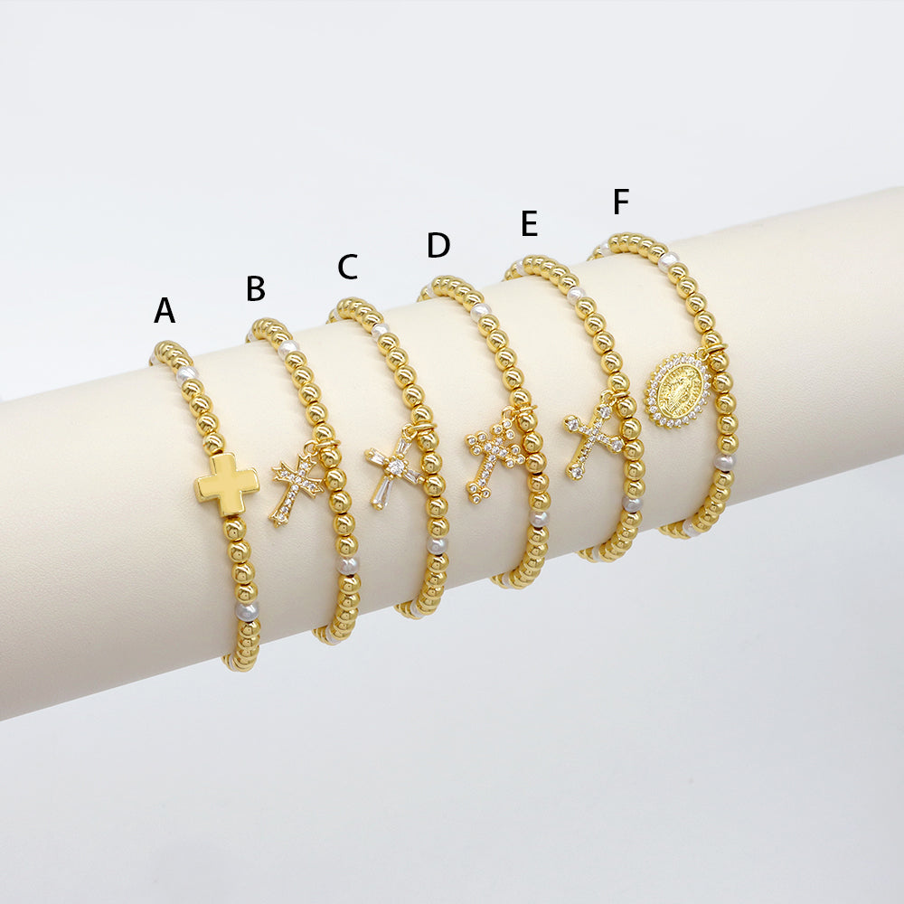 Handmade Customizable Brass Bracelet With Fresh Water Pearl