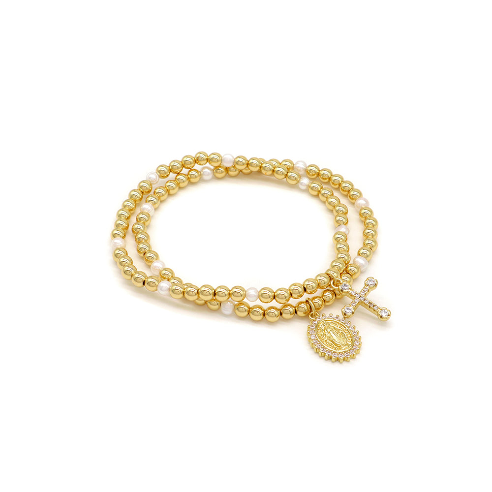 Handmade Customizable Brass Bracelet With Fresh Water Pearl