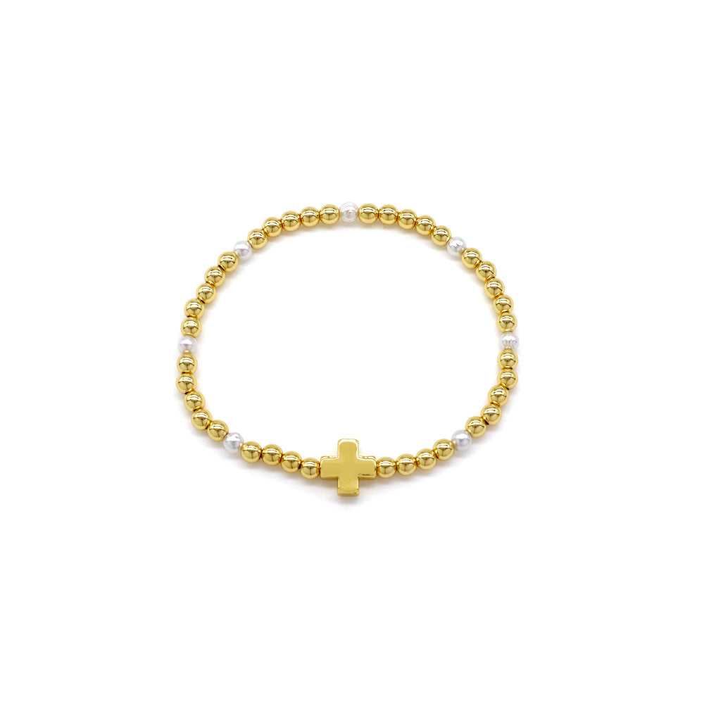 Handmade Customizable Brass Bracelet With Fresh Water Pearl