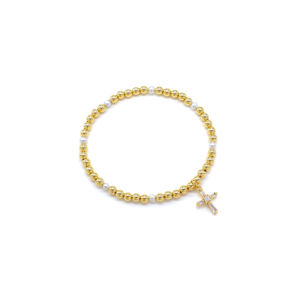 Handmade Customizable Brass Bracelet With Fresh Water Pearl