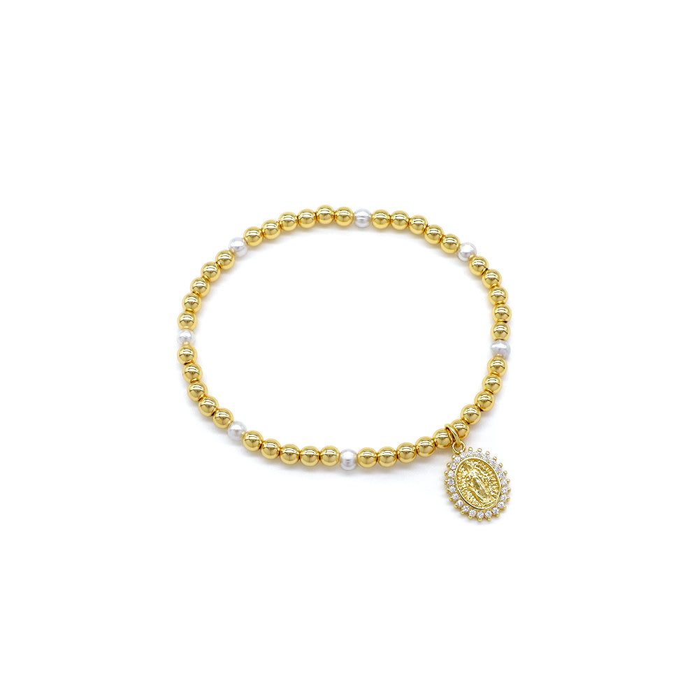 Handmade Customizable Brass Bracelet With Fresh Water Pearl
