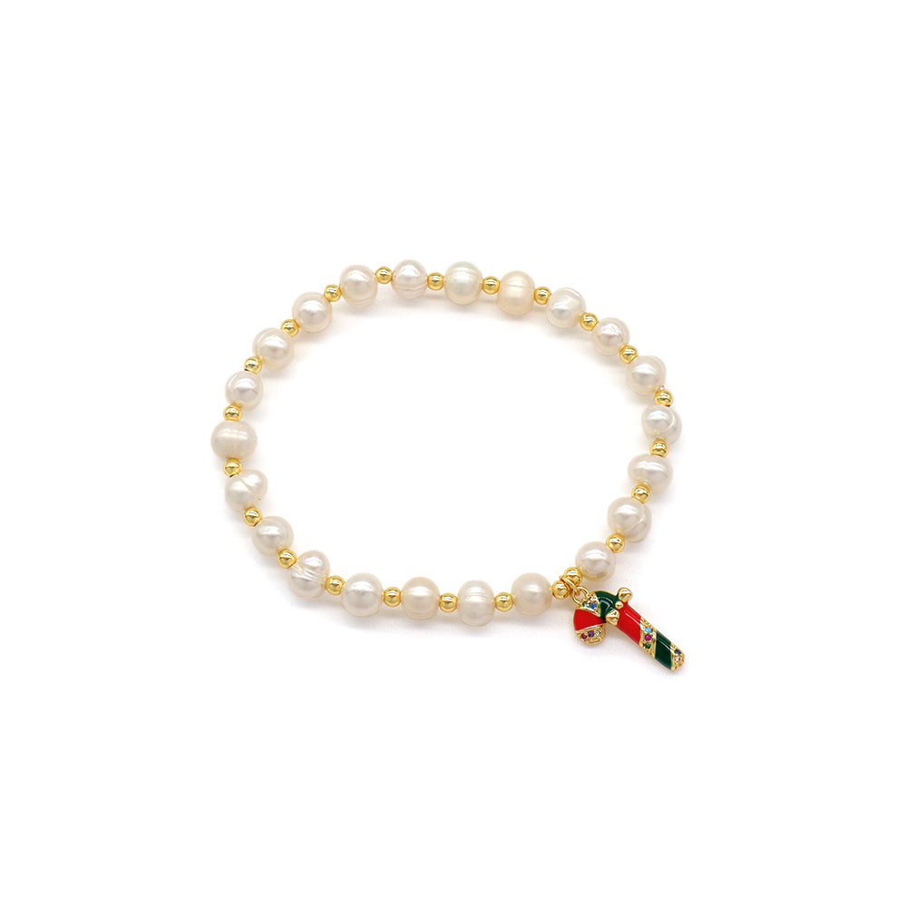 Handmade Customizable Fresh Water Pearl Bracelet With Enamel Charm