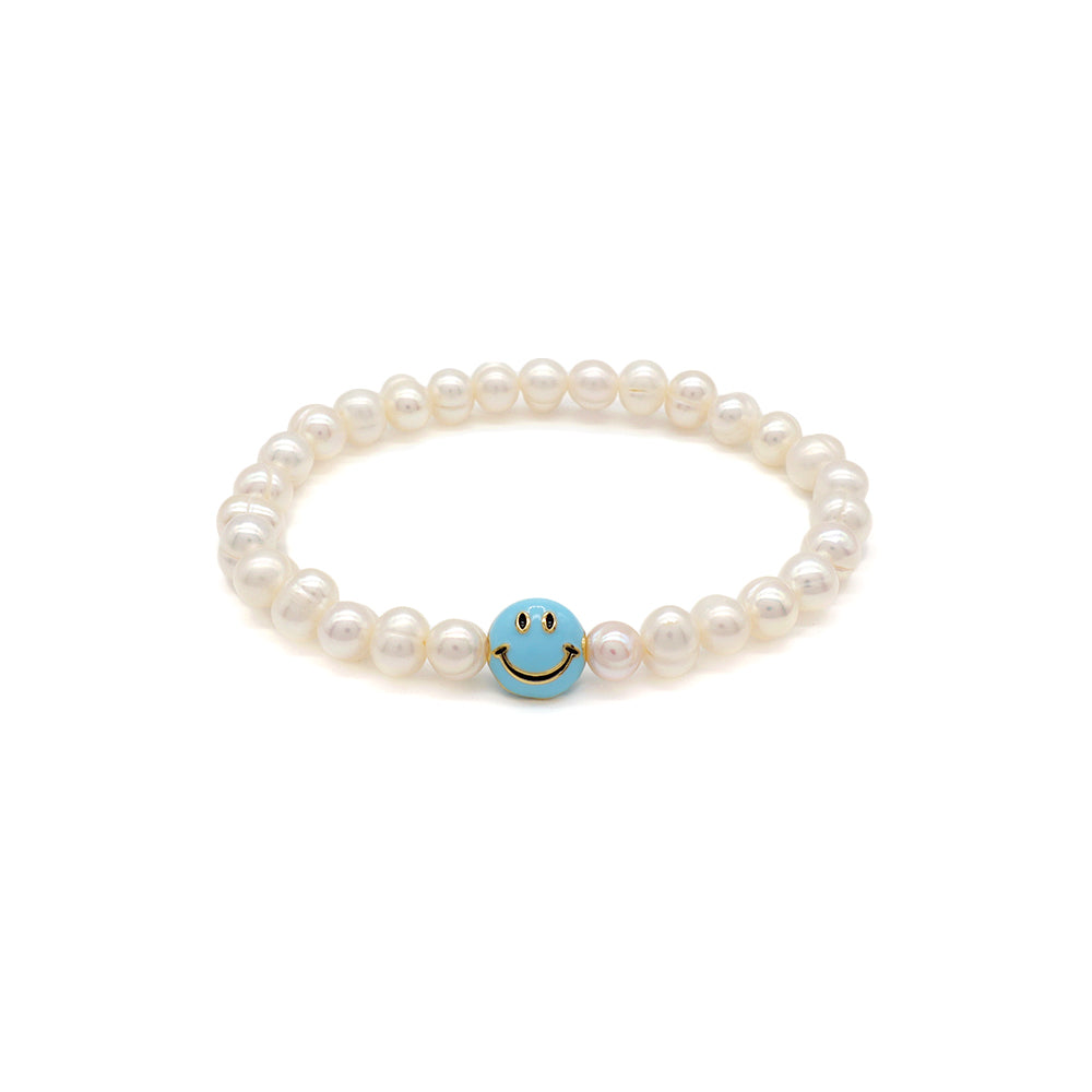 Handmade Customizable Fresh Water Pearl Bracelet With Enamel Charm