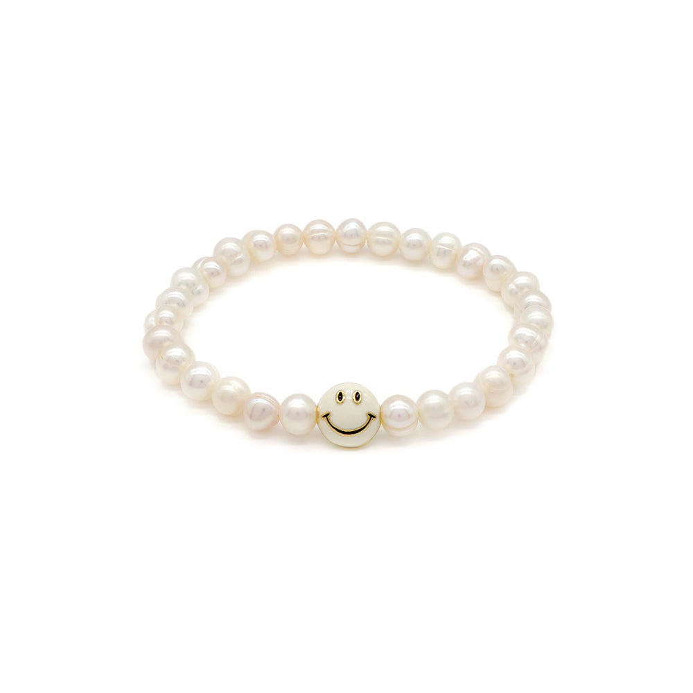Handmade Customizable Fresh Water Pearl Bracelet With Enamel Charm