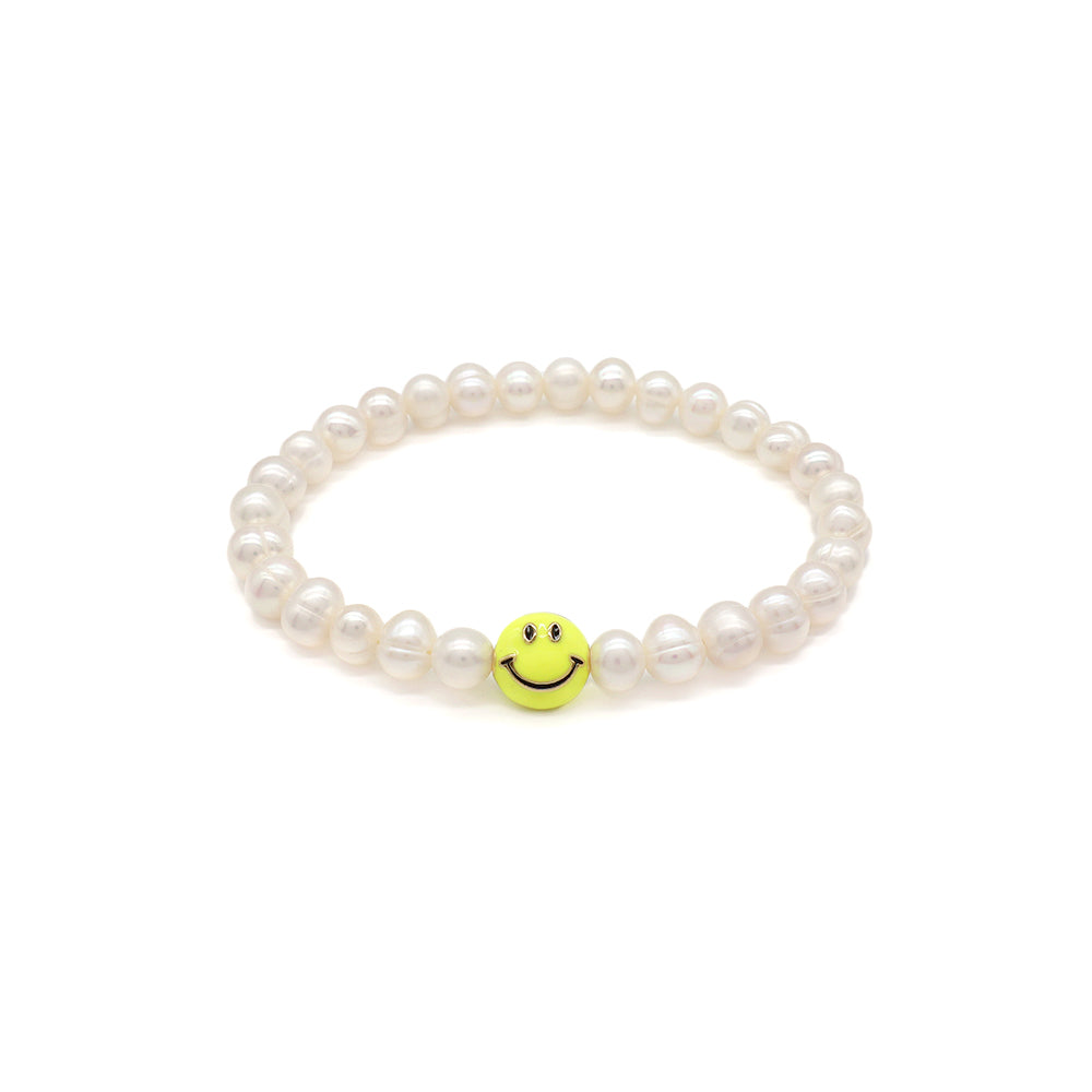Handmade Customizable Fresh Water Pearl Bracelet With Enamel Charm