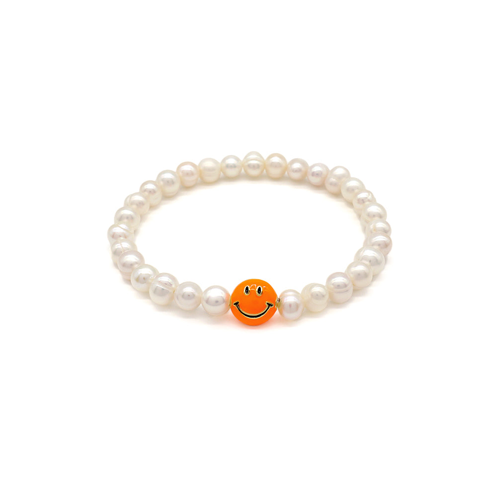 Handmade Customizable Fresh Water Pearl Bracelet With Enamel Charm