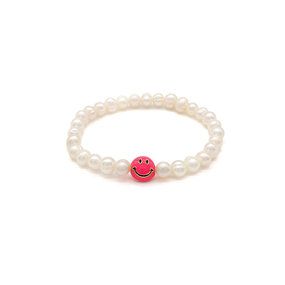Handmade Customizable Fresh Water Pearl Bracelet With Enamel Charm