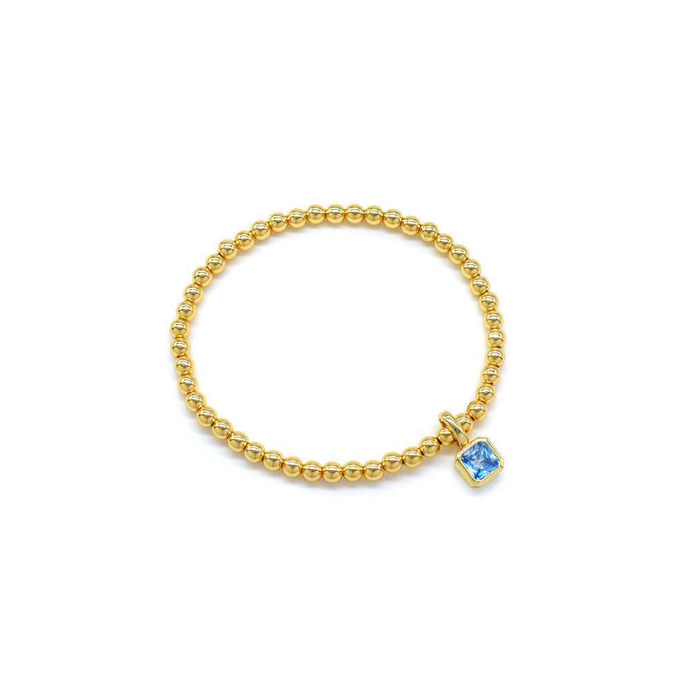 Handmade Customizable Brass Beads Bracelet With Glass Crystal Charm