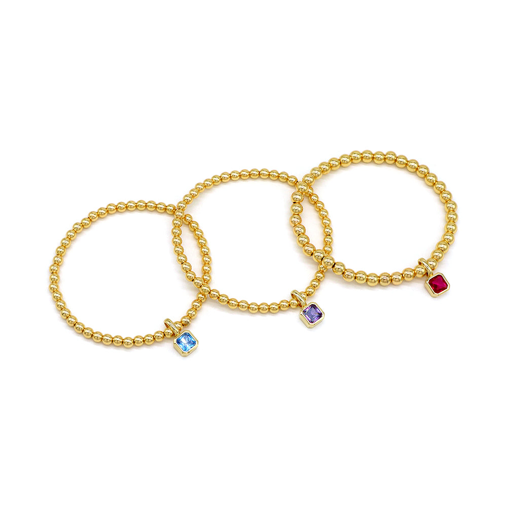 Handmade Customizable Brass Beads Bracelet With Glass Crystal Charm