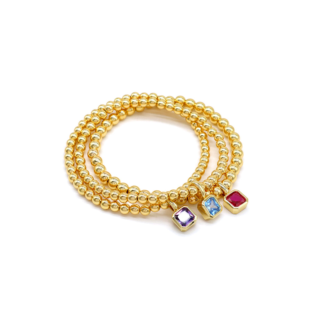 Handmade Customizable Brass Beads Bracelet With Glass Crystal Charm