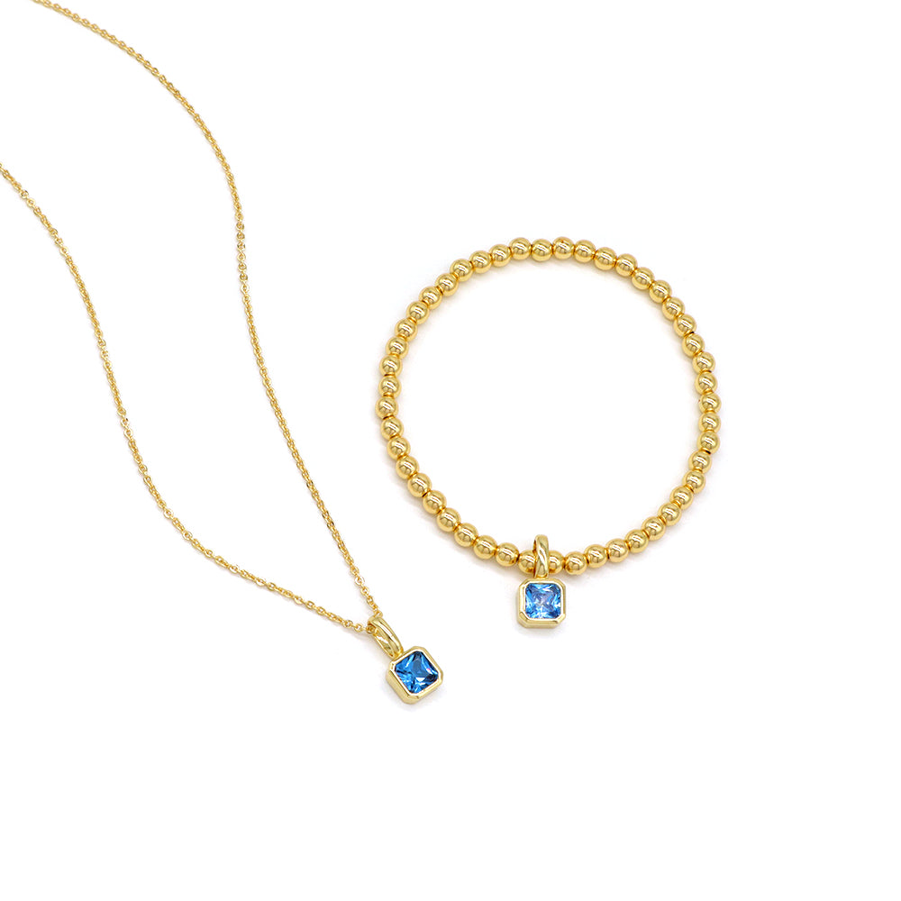 Handmade Customizable Brass Beads Bracelet With Glass Crystal Charm