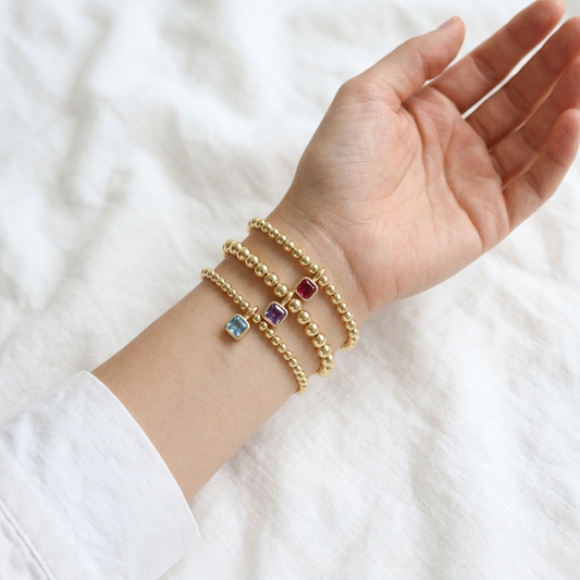 Handmade Customizable Brass Beads Bracelet With Glass Crystal Charm