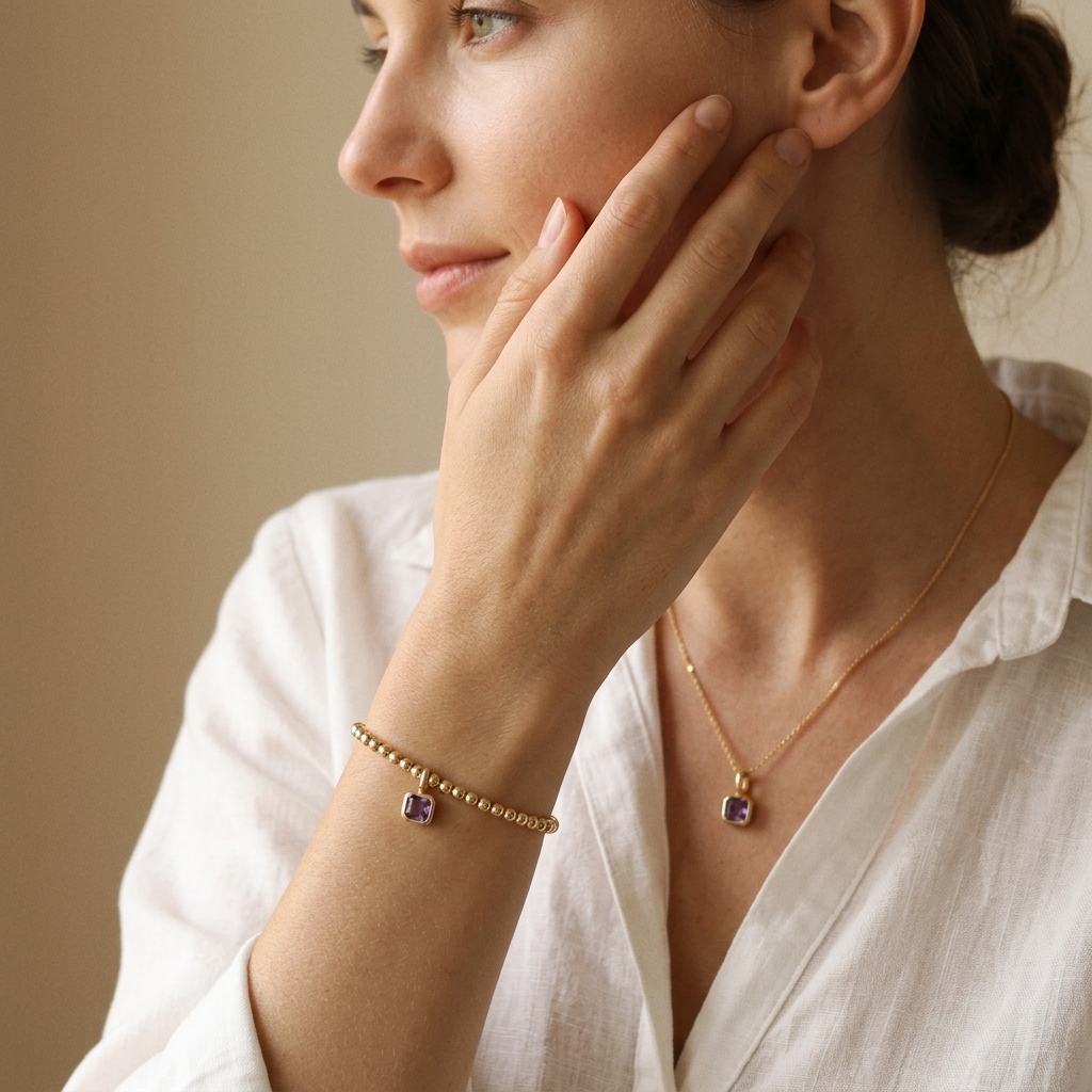 Handmade Customizable Brass Beads Bracelet With Glass Crystal Charm
