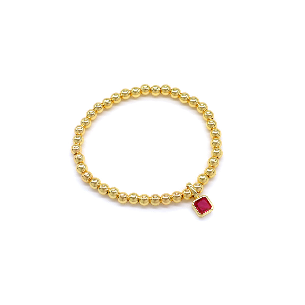 Handmade Customizable Brass Beads Bracelet With Glass Crystal Charm