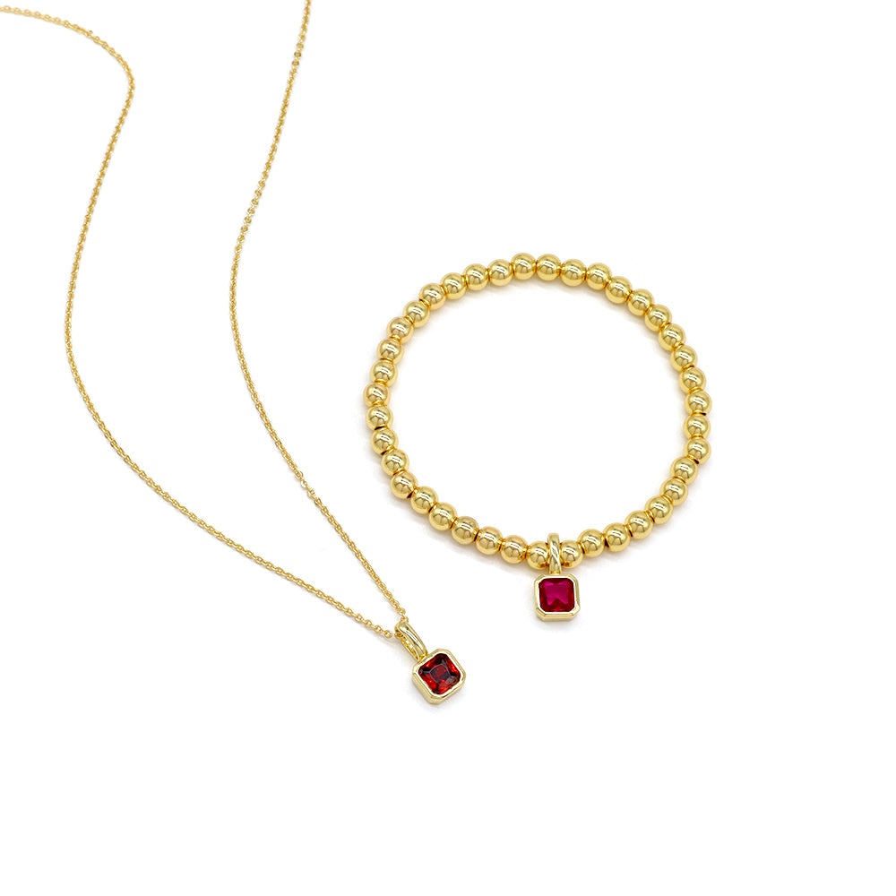 Handmade Customizable Brass Beads Bracelet With Glass Crystal Charm