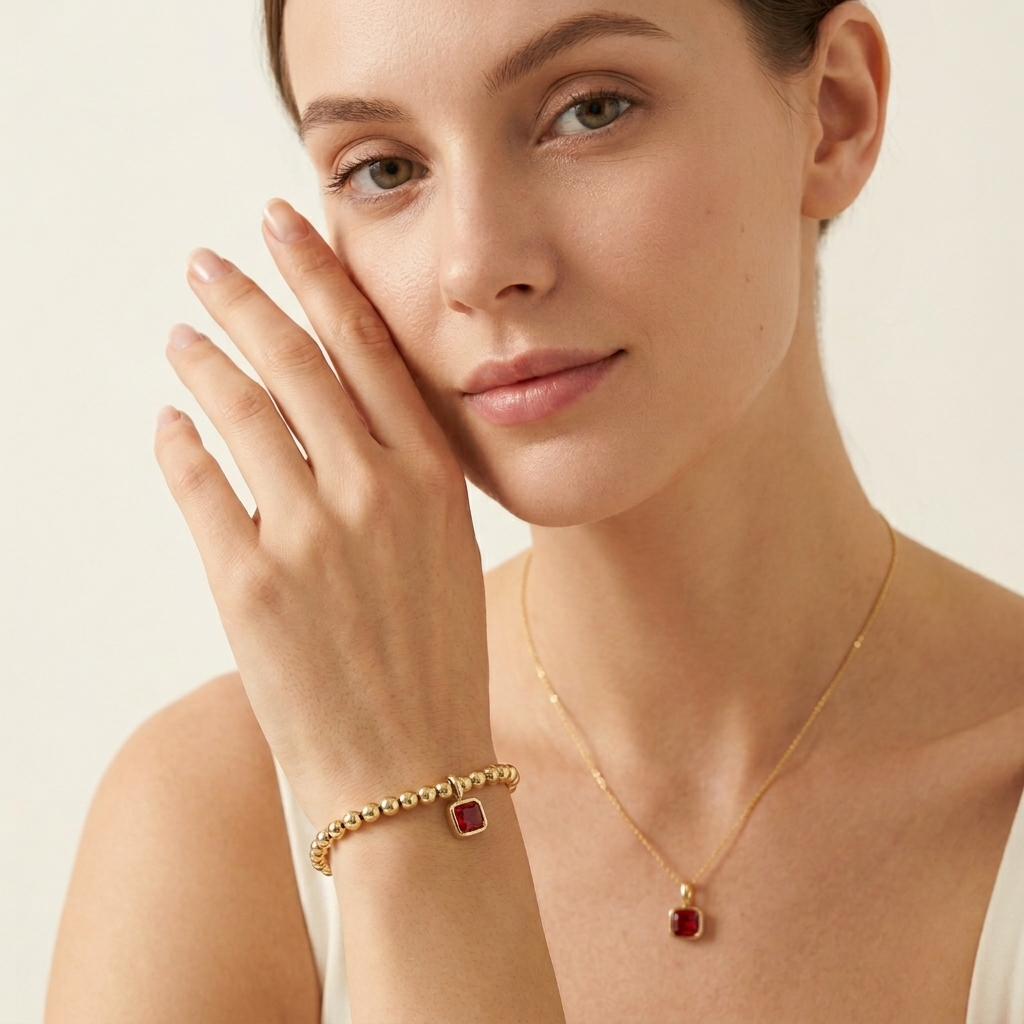 Handmade Customizable Brass Beads Bracelet With Glass Crystal Charm