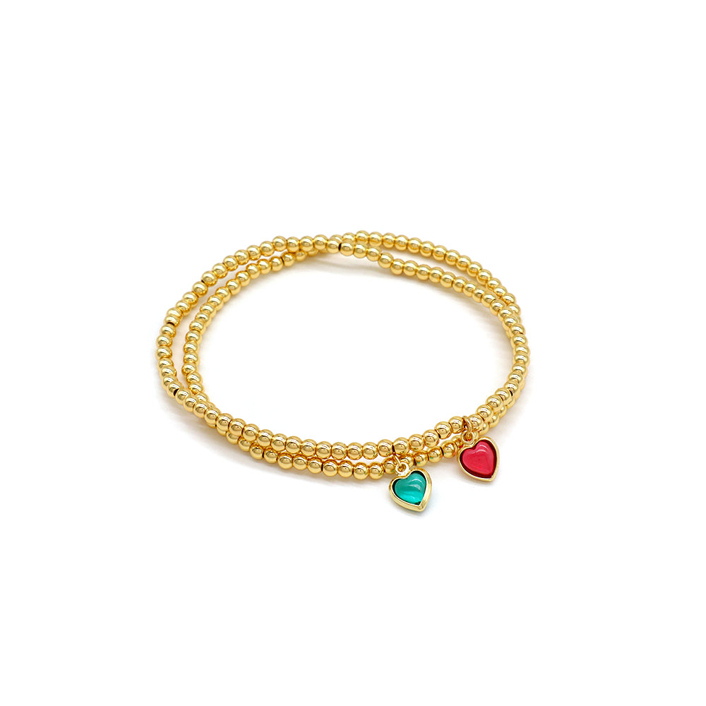 Handmade Customizable Brass Beads Bracelet With Glass Crystal Charm