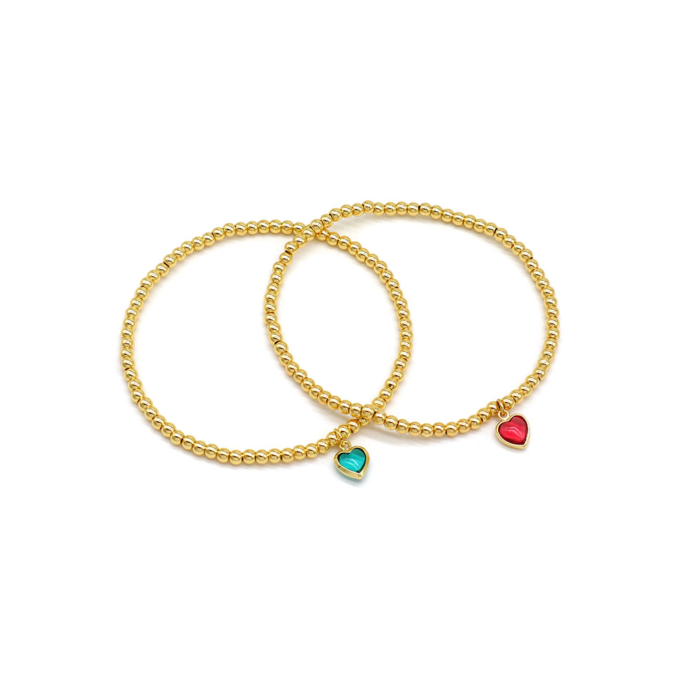 Handmade Customizable Brass Beads Bracelet With Glass Crystal Charm