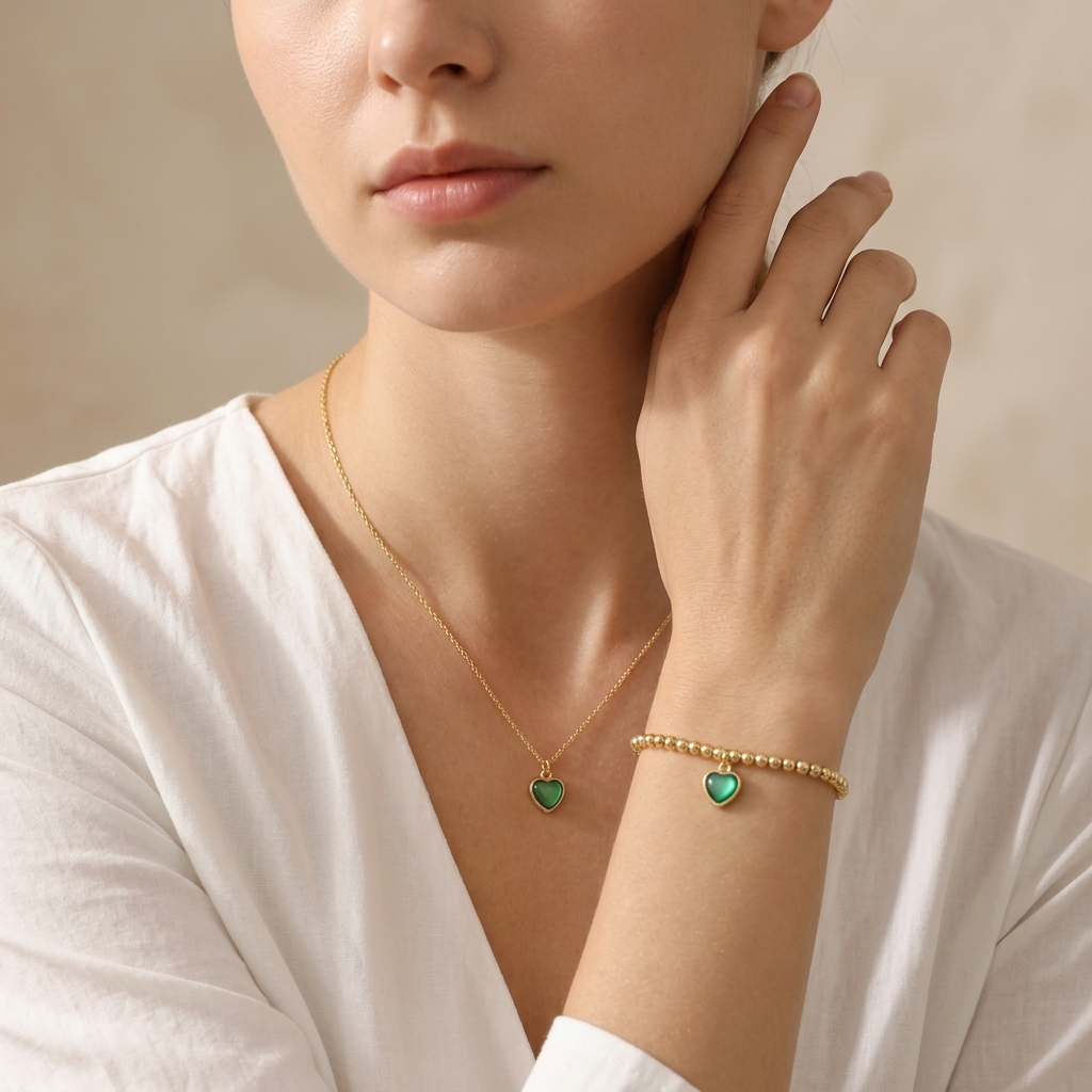 Handmade Customizable Brass Beads Bracelet With Glass Crystal Charm