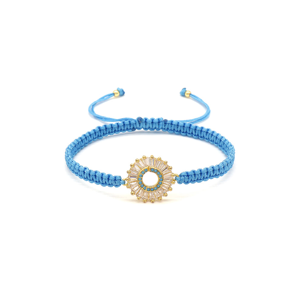 Handmade Customizable Brass Charm Bracelet With Cotton Wire