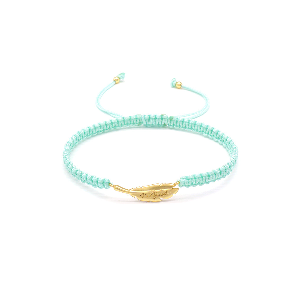 Handmade Customizable Brass Charm Bracelet With Cotton Wire