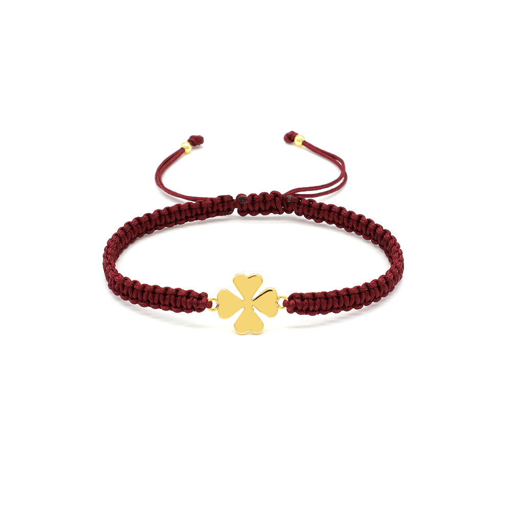 Handmade Customizable Brass Charm Bracelet With Cotton Wire