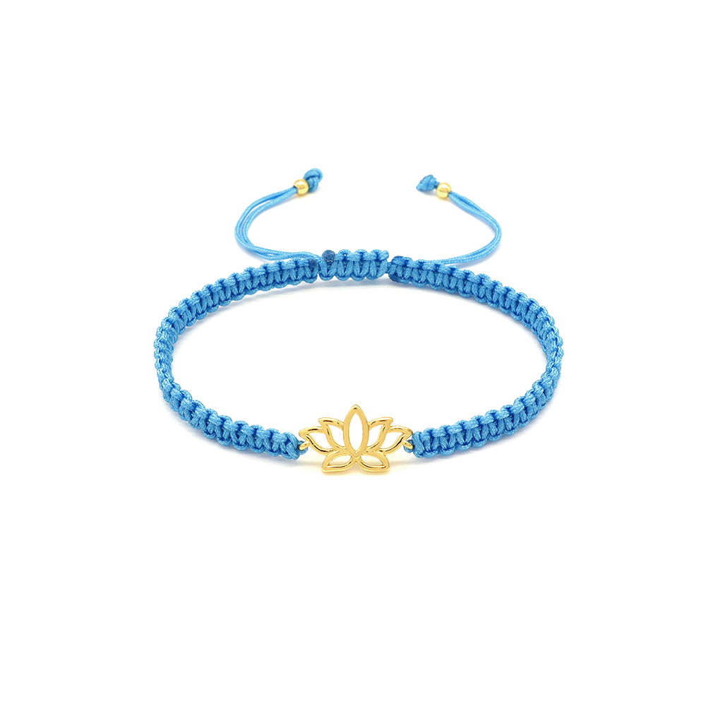 Handmade Customizable Brass Charm Bracelet With Cotton Wire