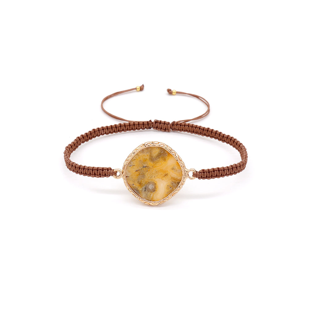 Handmade Customizable Natural Stone Charm Bracelet With Cotton Wire