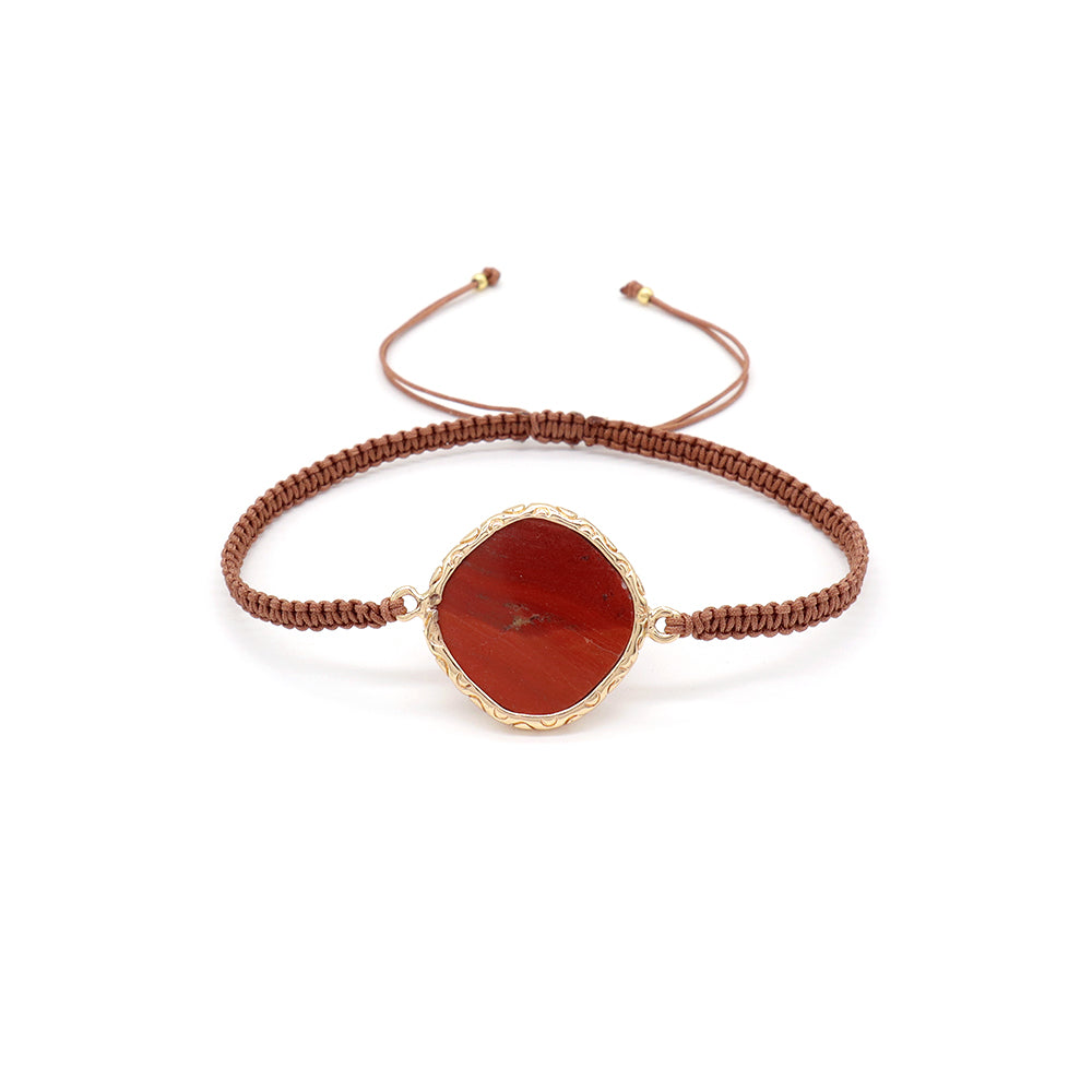 Handmade Customizable Natural Stone Charm Bracelet With Cotton Wire