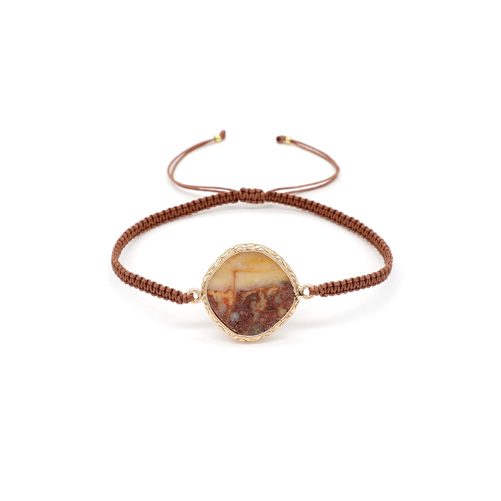 Handmade Customizable Natural Stone Charm Bracelet With Cotton Wire