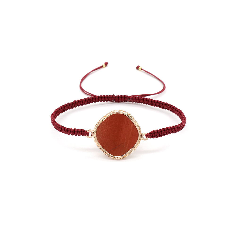 Handmade Customizable Natural Stone Charm Bracelet With Cotton Wire