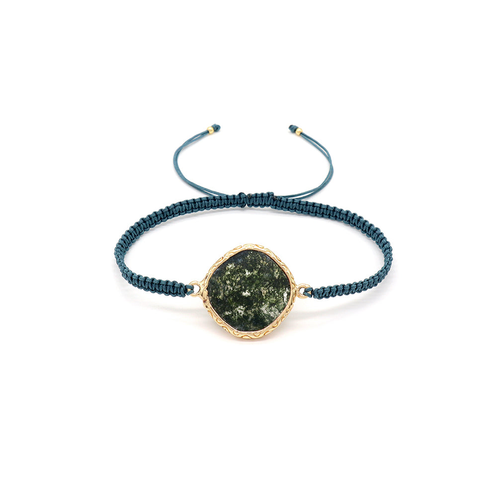 Handmade Customizable Natural Stone Charm Bracelet With Cotton Wire