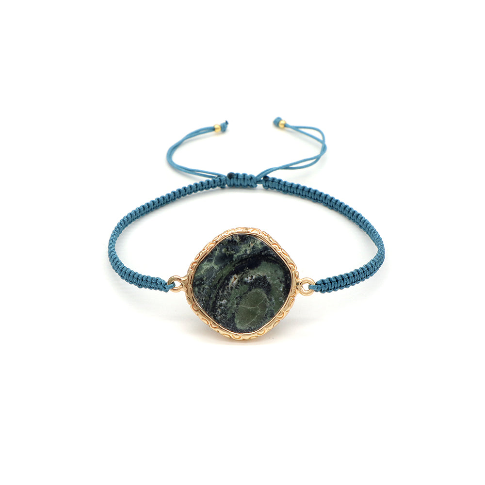 Handmade Customizable Natural Stone Charm Bracelet With Cotton Wire