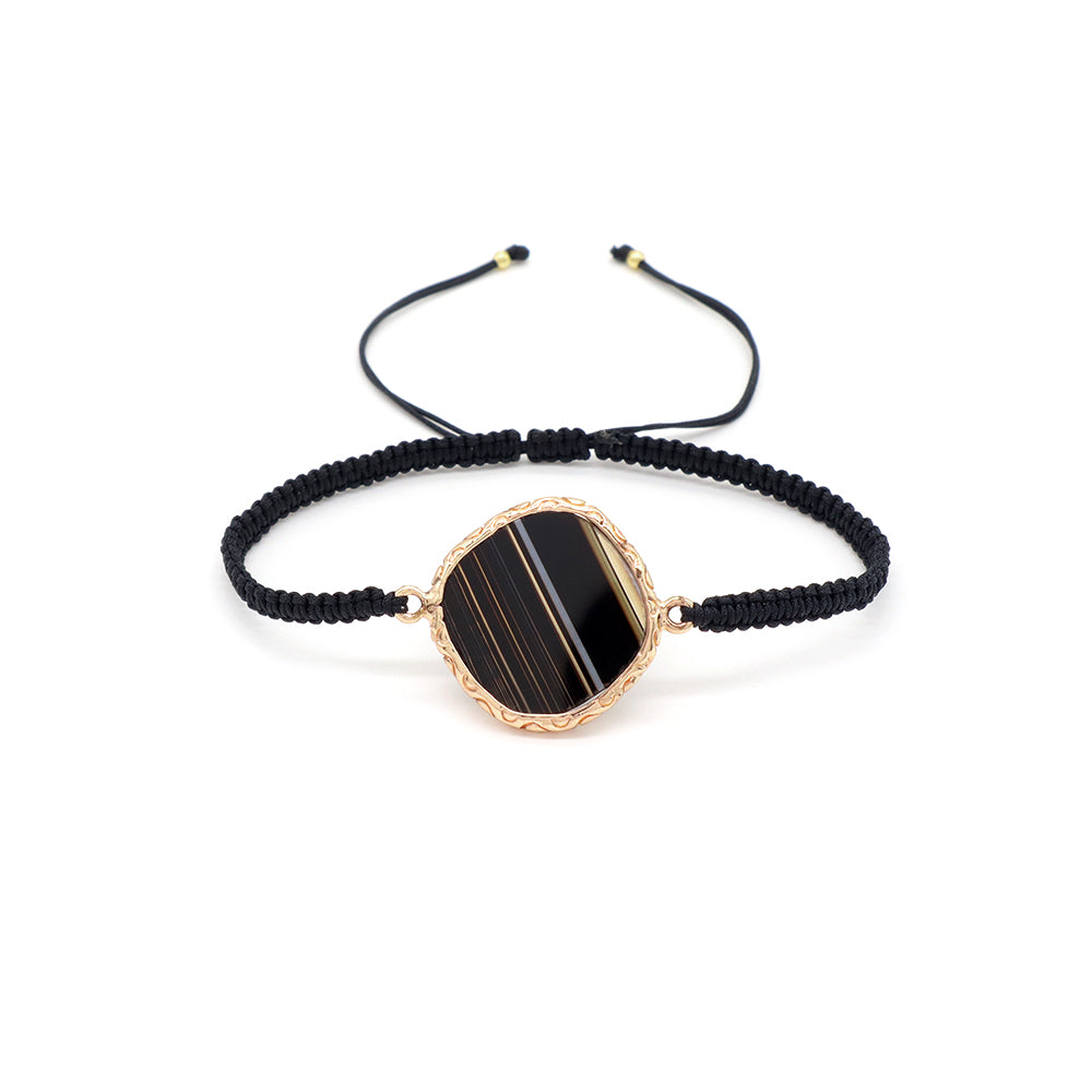 Handmade Customizable Natural Stone Charm Bracelet With Cotton Wire