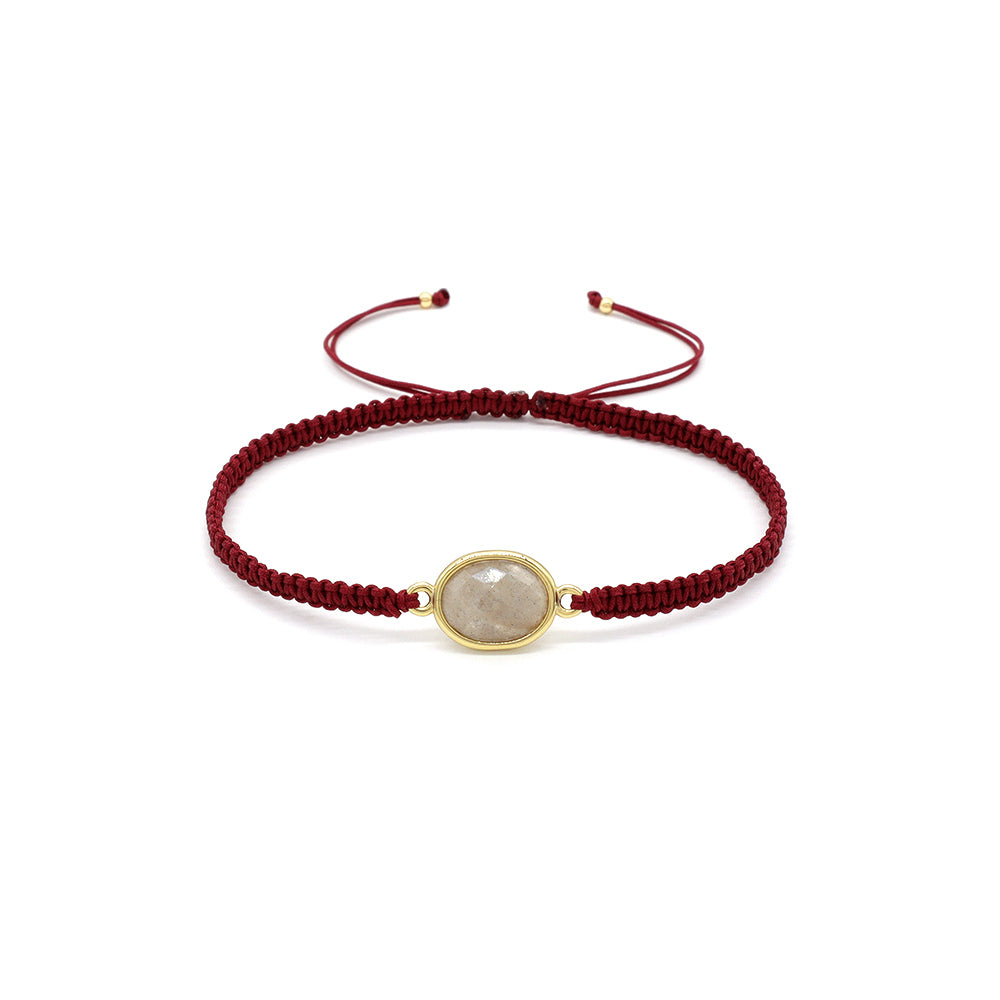 Handmade Customizable Natural Stone Charm Bracelet With Cotton Wire